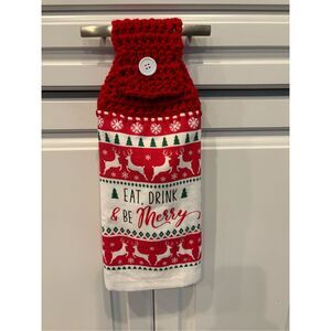 Crochet Top Kitchen towel-Eat drink and be merry